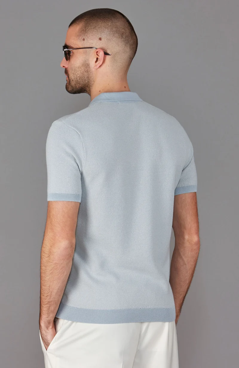 Mens Lightweight Cotton Textured Polo Shirt