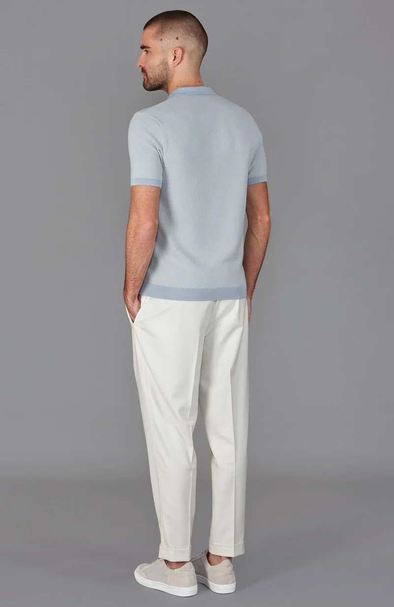 Mens Lightweight Cotton Textured Polo Shirt