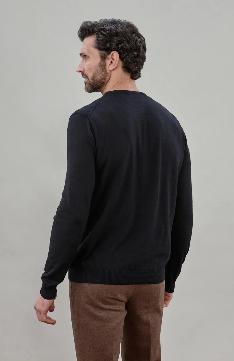 Mens Extra Fine Merino Wool Crew Neck Jumper