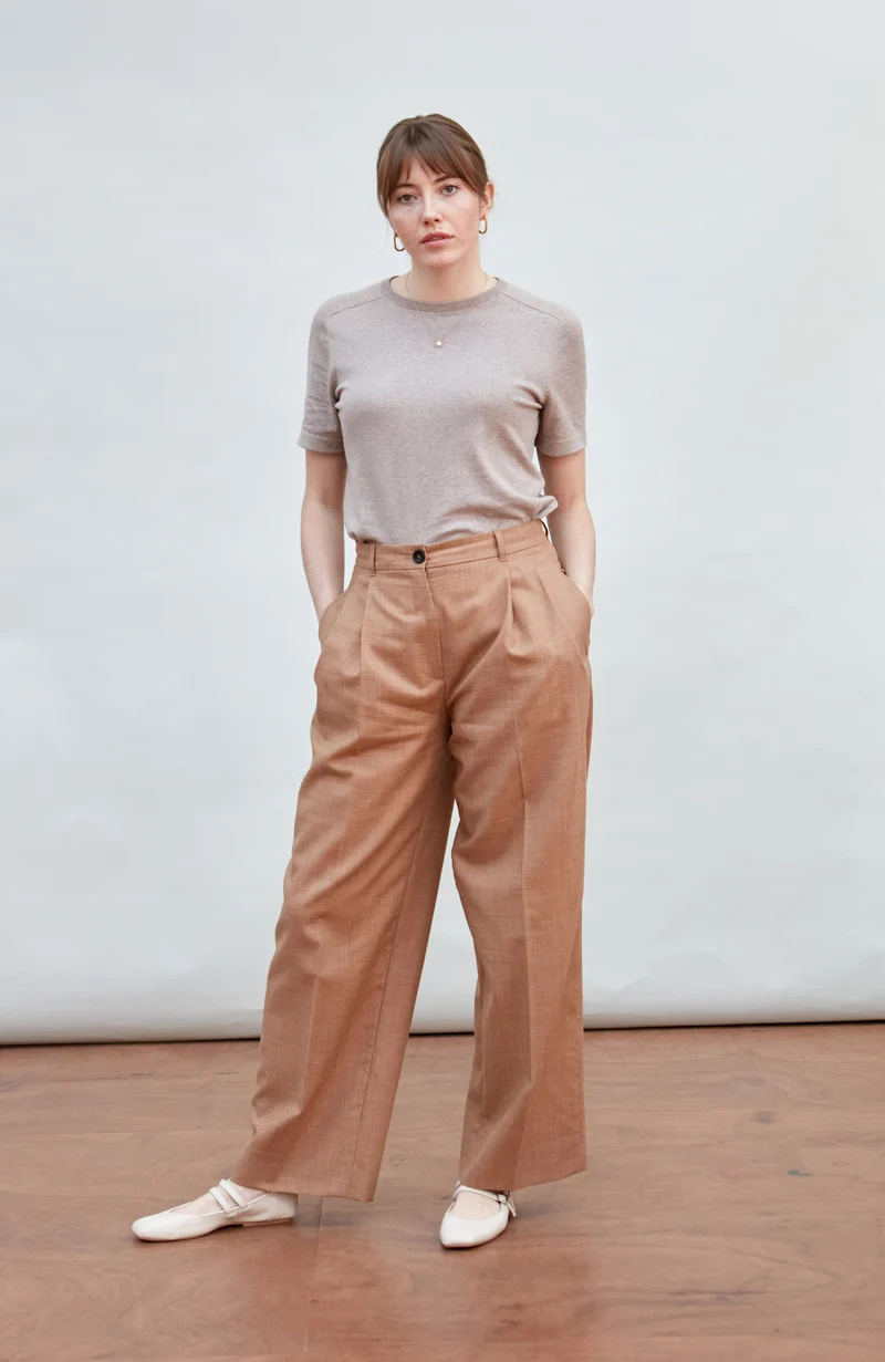 Womens Ultra Fine Cotton Saddle Shoulder Knitted T-Shirt