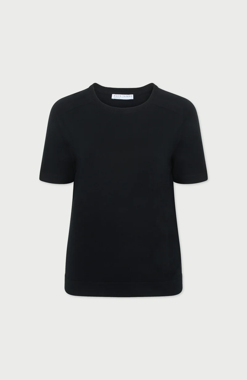 Womens Ultra Fine Cotton Saddle Shoulder Knitted T-Shirt