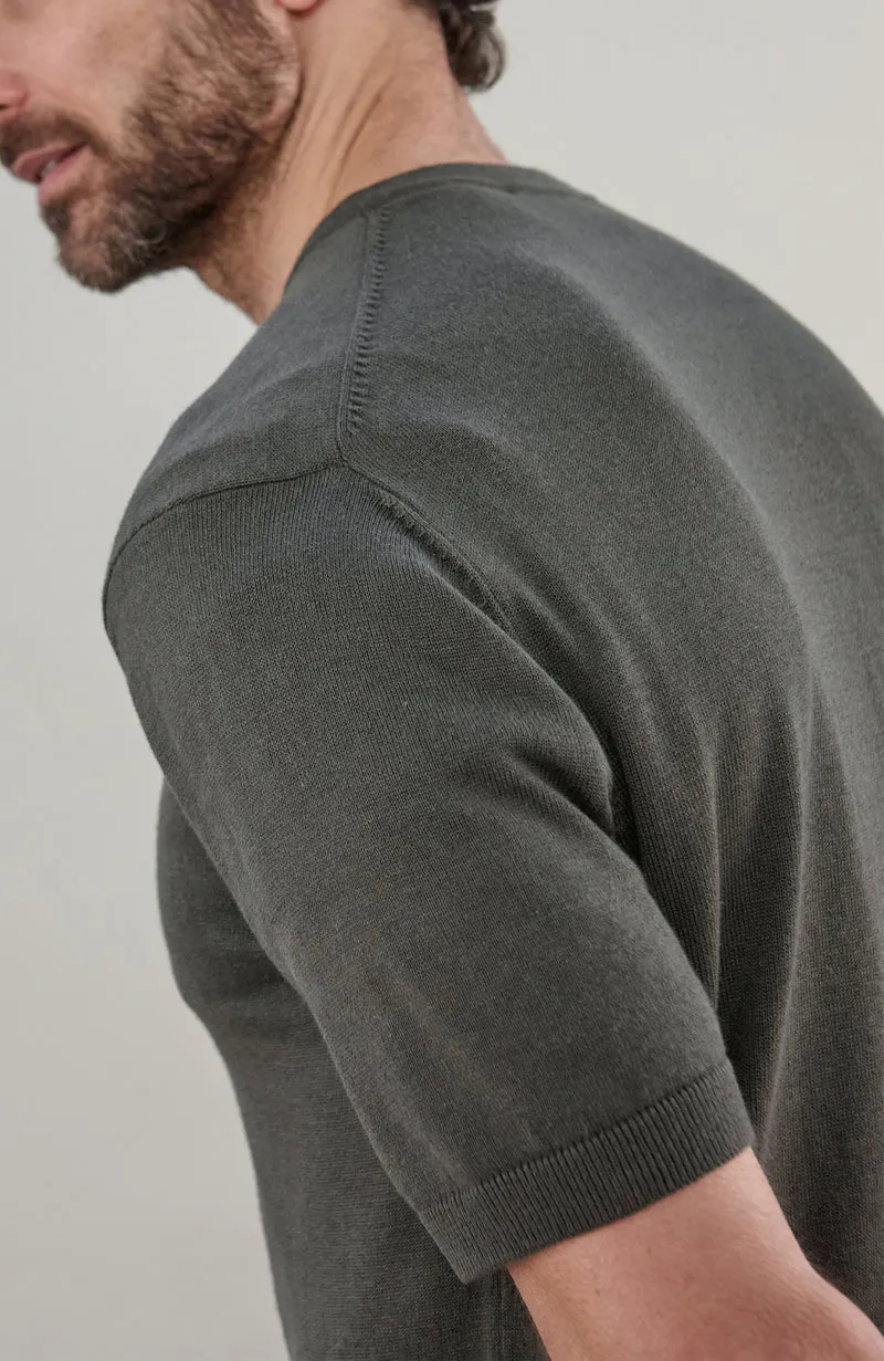 Mens Lightweight Organic Cotton Linen Short Sleeve Jumper