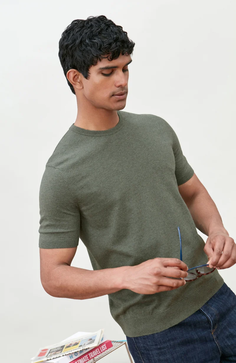 Mens Ultra Fine Cotton Short Sleeve Jumper