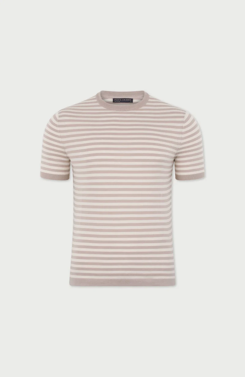 Mens Ultra Fine Cotton Knitted Breton T-Shirt
