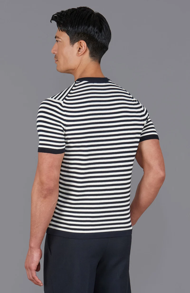 Mens Ultra Fine Cotton Knitted Breton T-Shirt