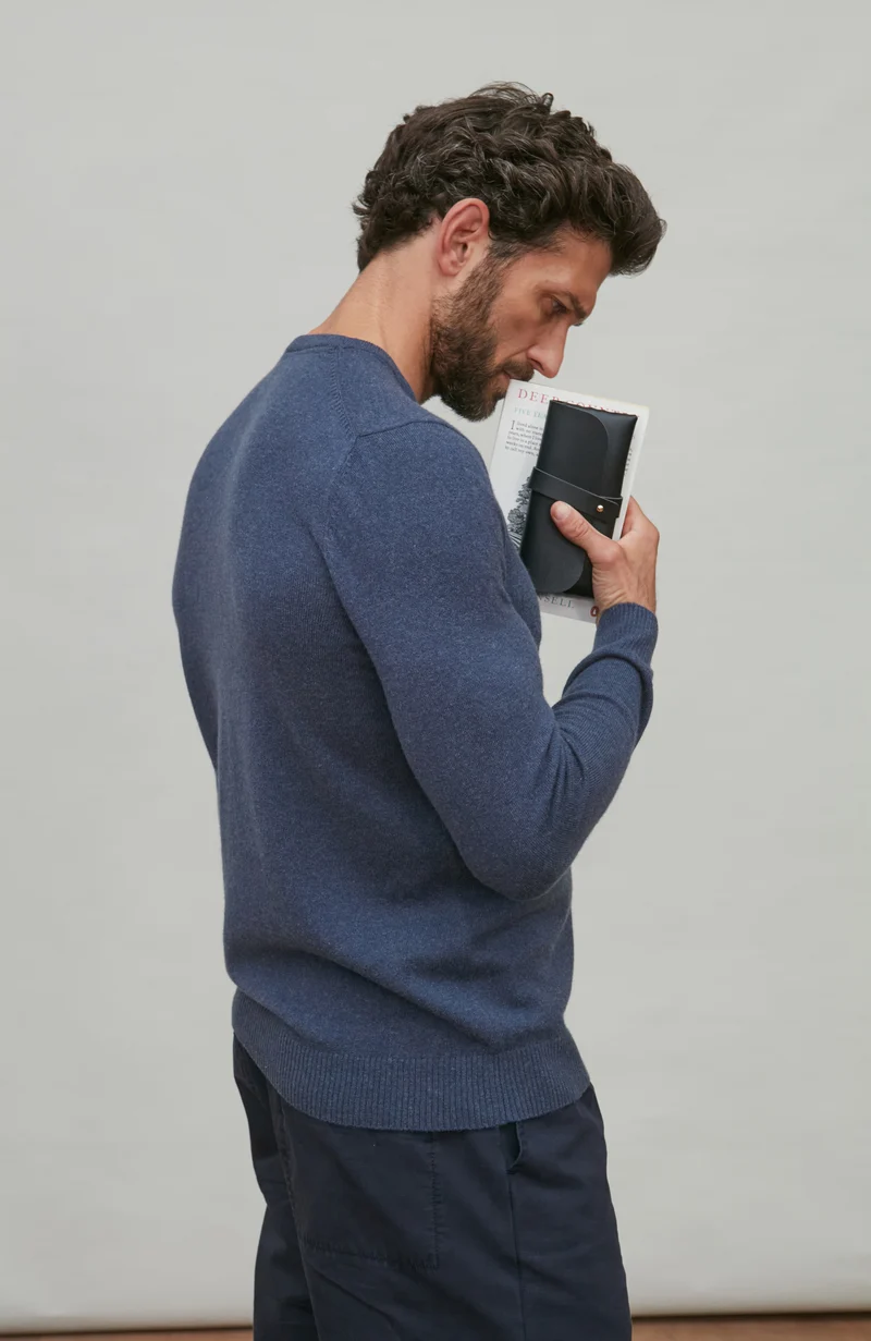 Mens Lightweight Merino Cashmere Crew Neck Jumper