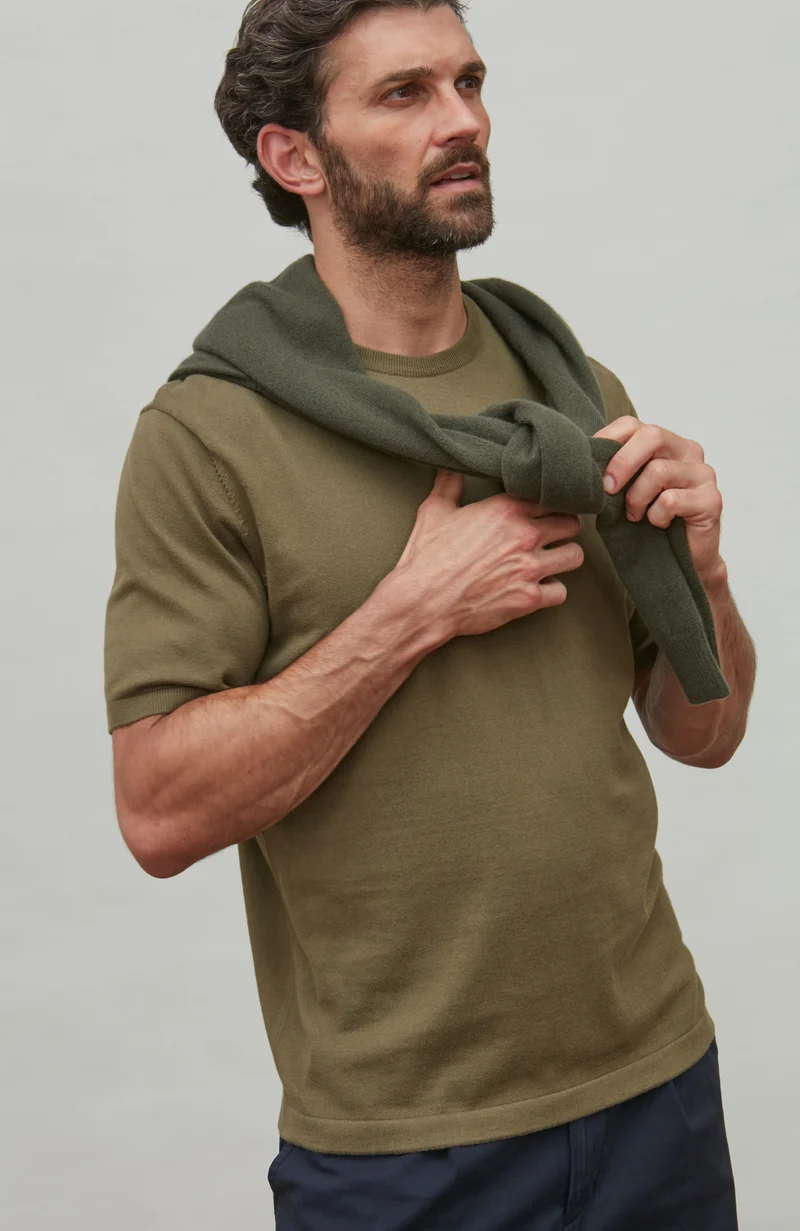 Mens Lightweight Merino Cashmere Crew Neck Jumper
