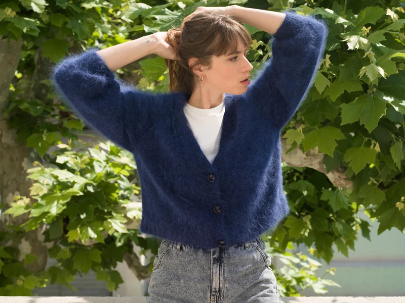 Gilet April à tricoter en Angora.