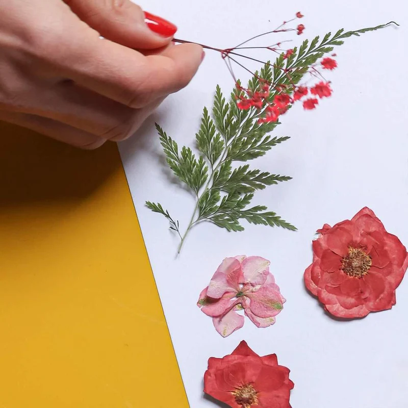 Pochette Fleurs pressées rouges