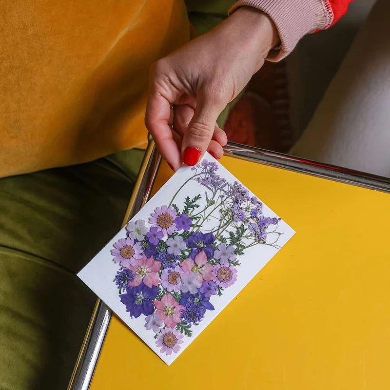 Pochette Fleurs pressées violettes