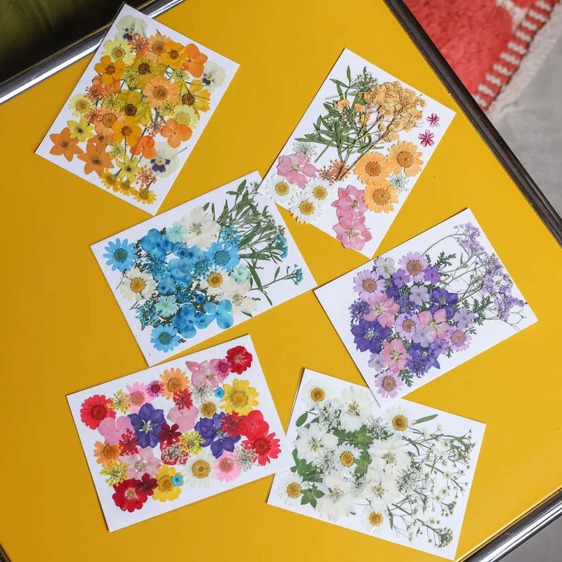 Pochette Fleurs pressées jaunes