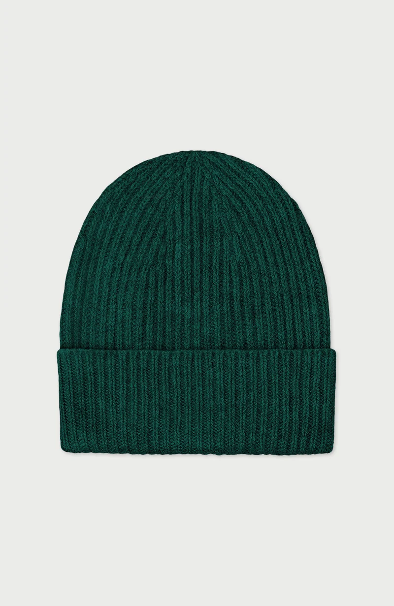 100% Cashmere Ribbed Beanie Hat