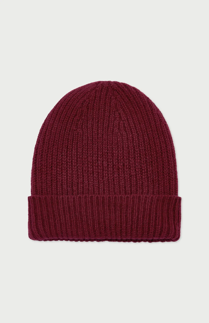 100% Cashmere Ribbed Beanie Hat