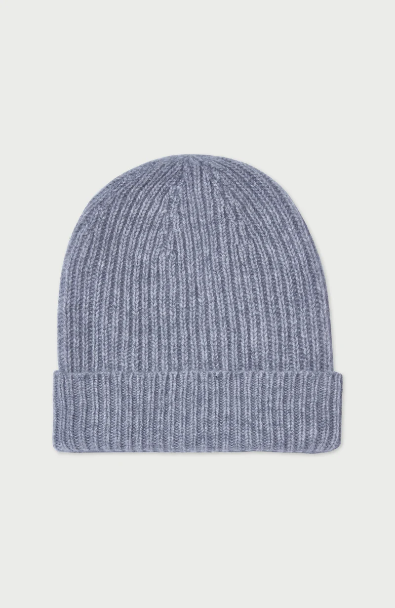 100% Cashmere Ribbed Beanie Hat
