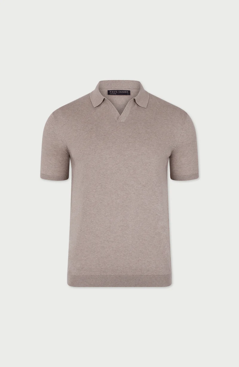 Mens Ultra Fine Cotton Buttonless Polo Shirt