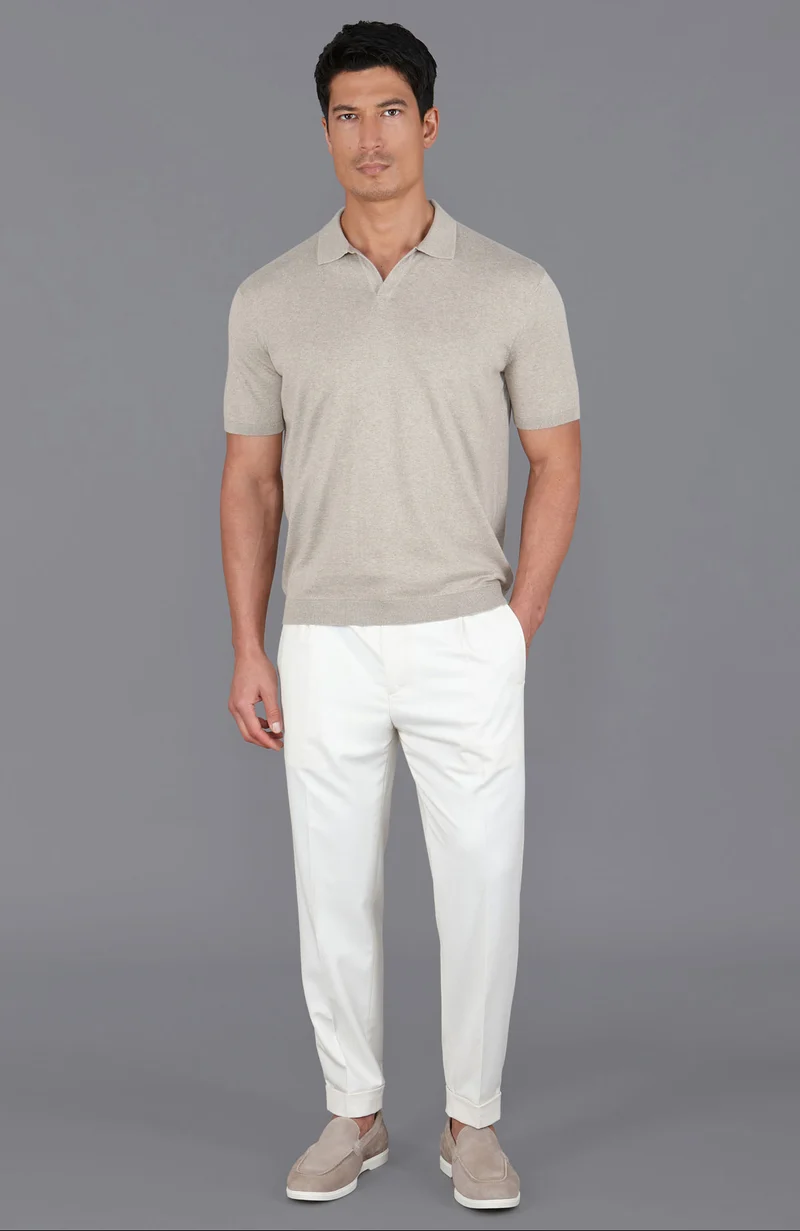 Mens Ultra Fine Cotton Buttonless Polo Shirt