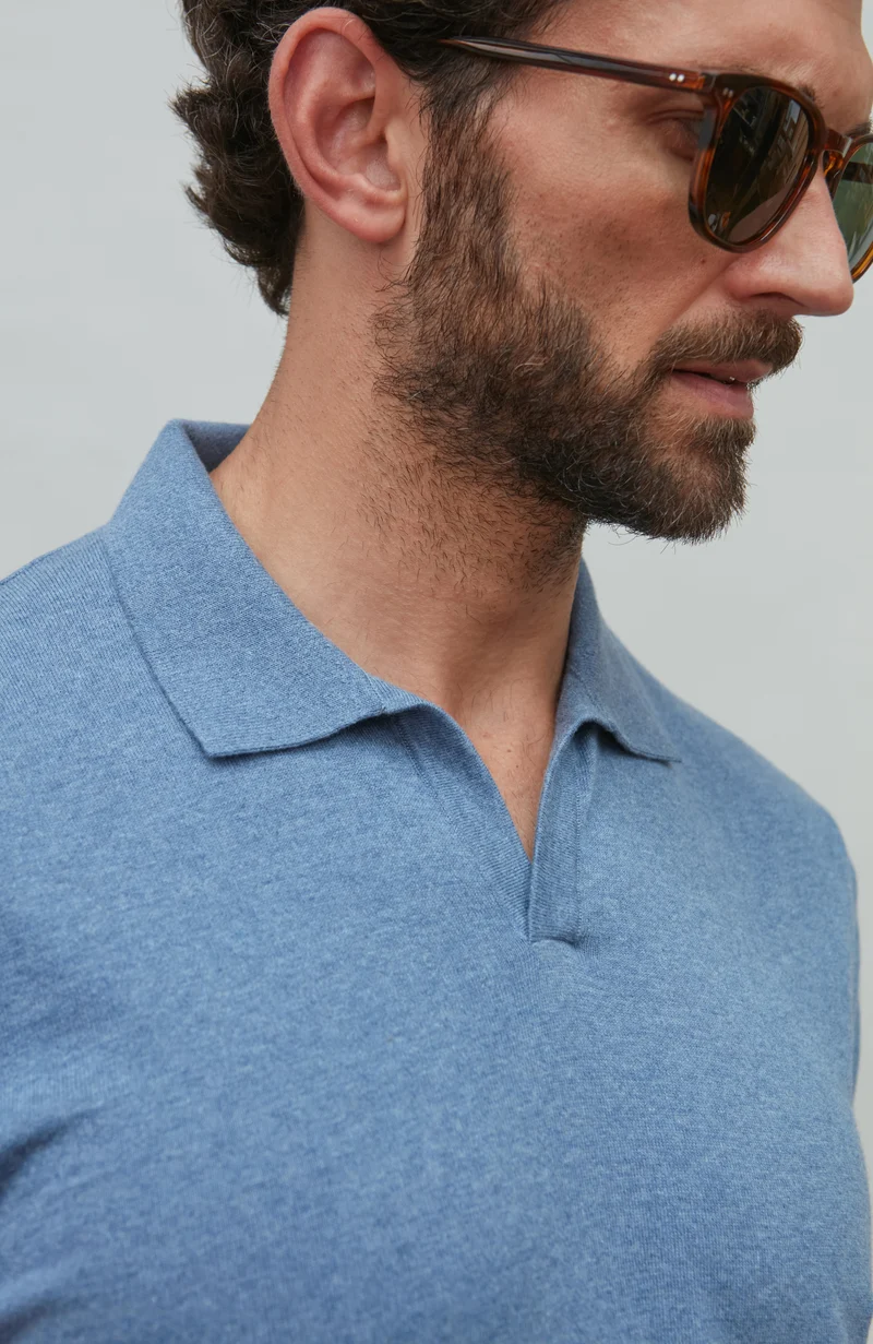 Mens Ultra Fine Cotton Buttonless Polo Shirt