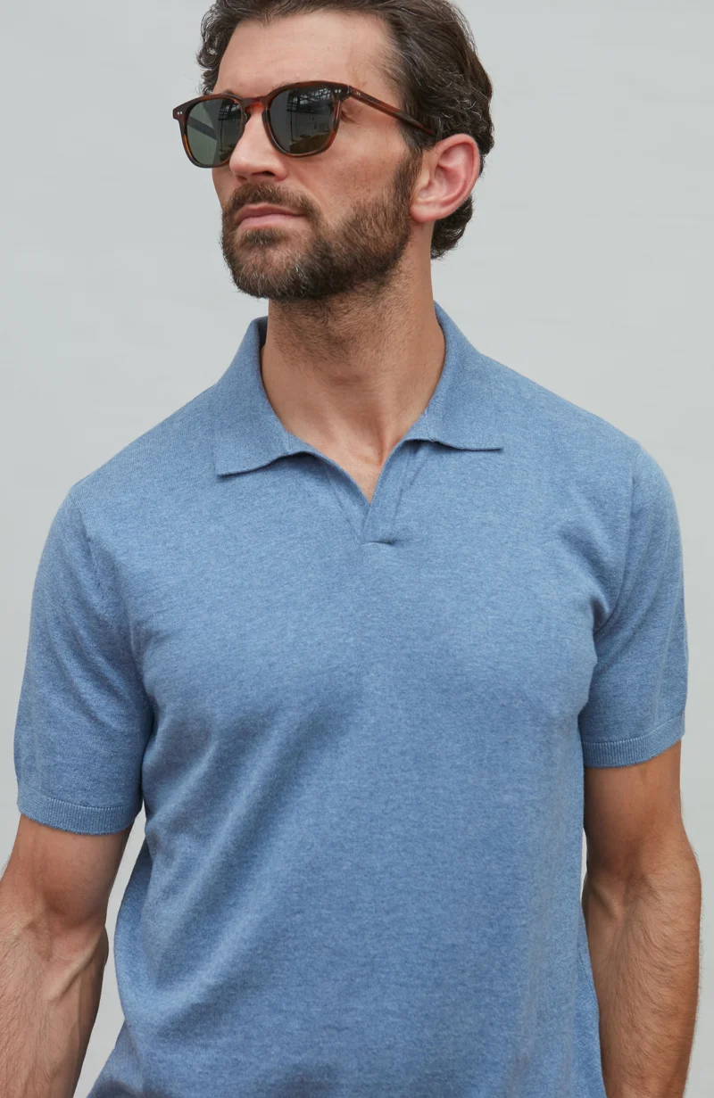 Mens Ultra Fine Cotton Buttonless Polo Shirt