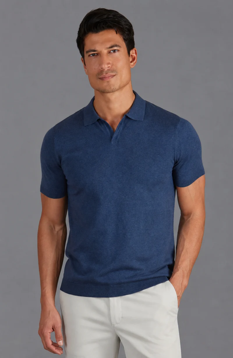Mens Ultra Fine Cotton Buttonless Polo Shirt