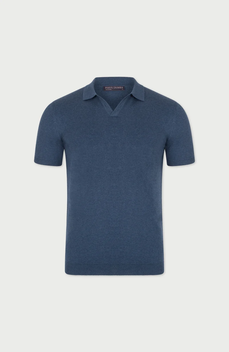 Mens Ultra Fine Cotton Buttonless Polo Shirt