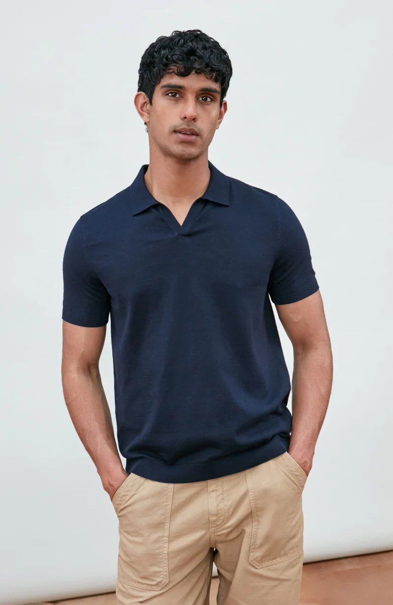 Mens Ultra Fine Cotton Buttonless Polo Shirt