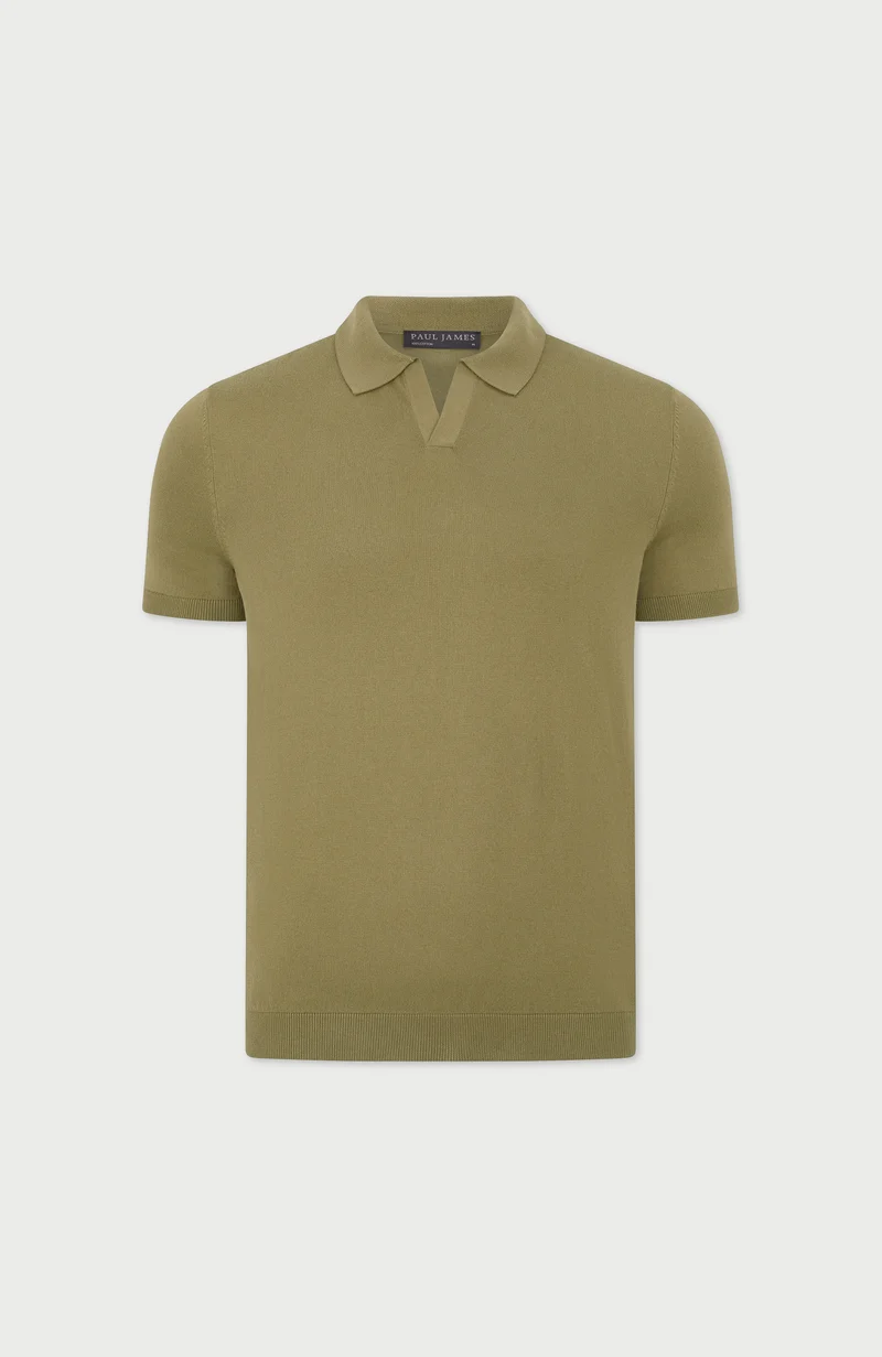 Mens Ultra Fine Cotton Buttonless Polo Shirt