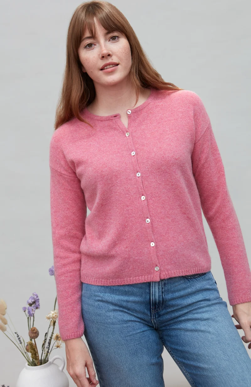 Womens Lambswool Crew Neck Cardigan