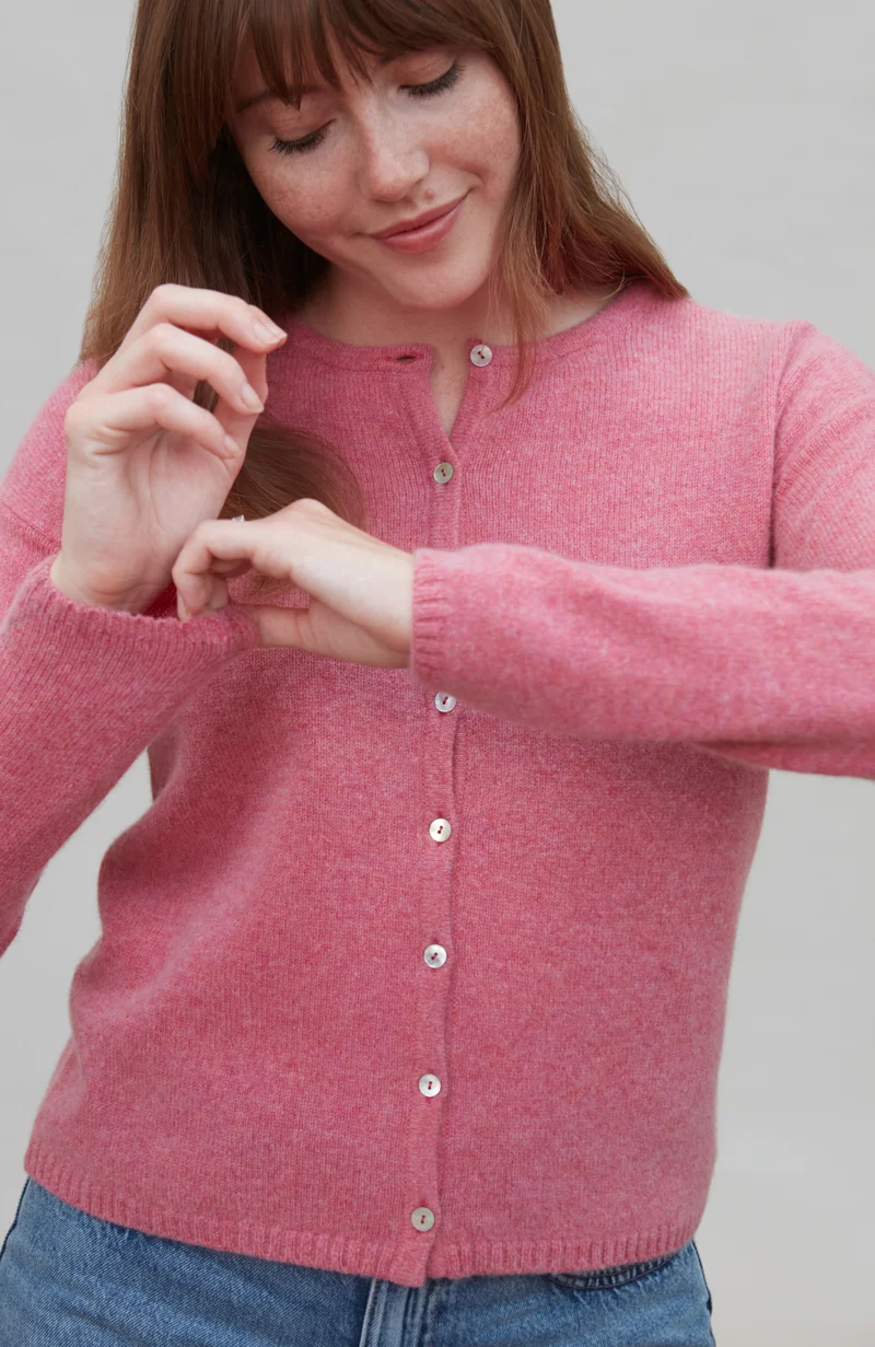 Womens Lambswool Crew Neck Cardigan