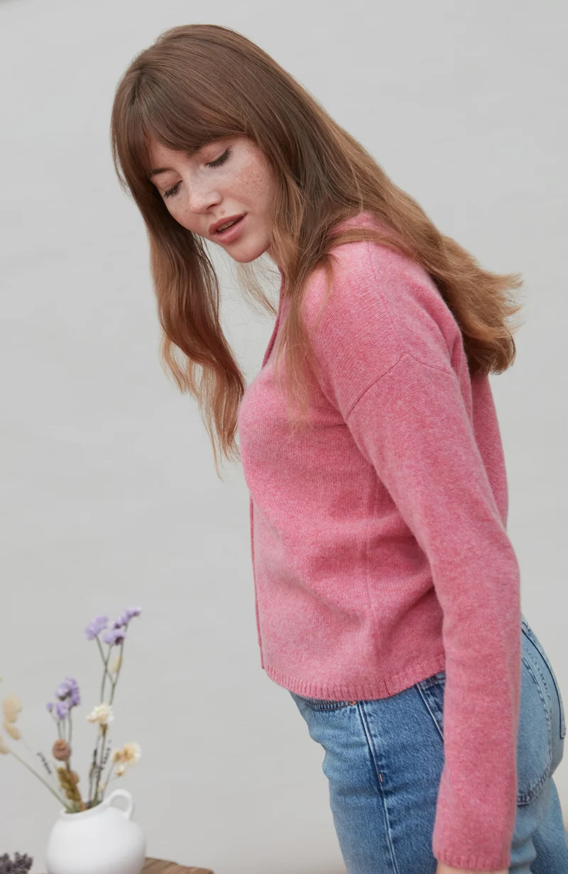 Womens Lambswool Crew Neck Cardigan