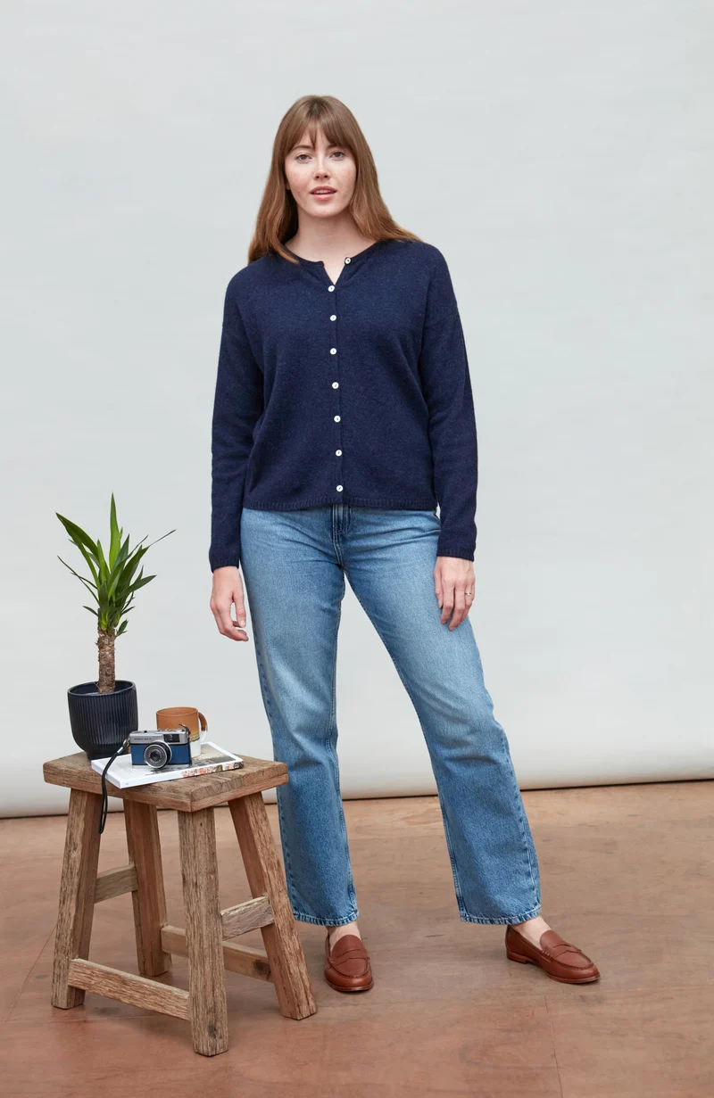Womens Lambswool Crew Neck Cardigan