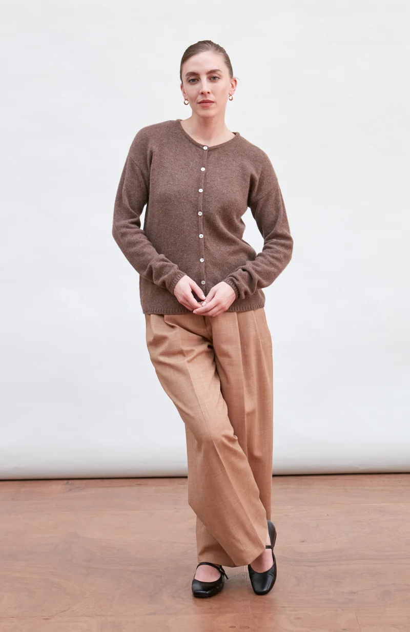 Womens Lambswool Crew Neck Cardigan