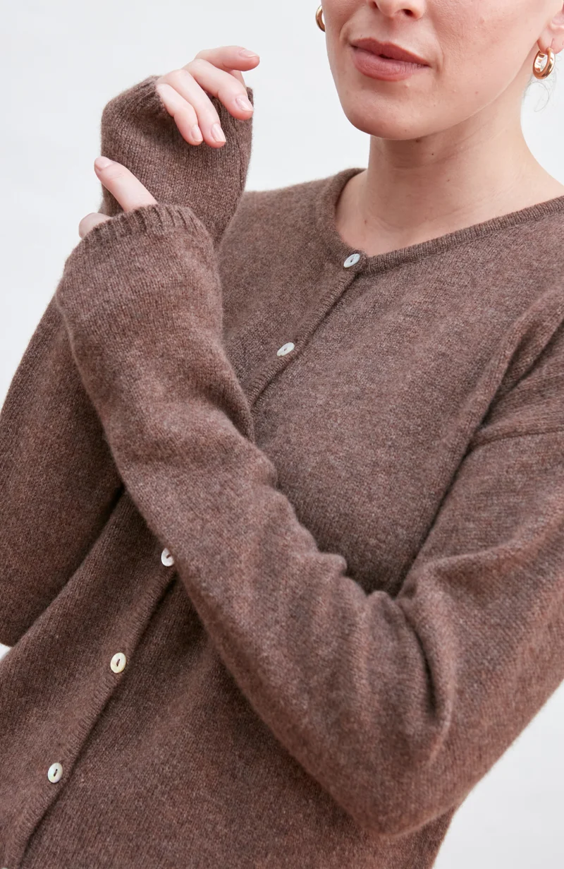 Womens Lambswool Crew Neck Cardigan