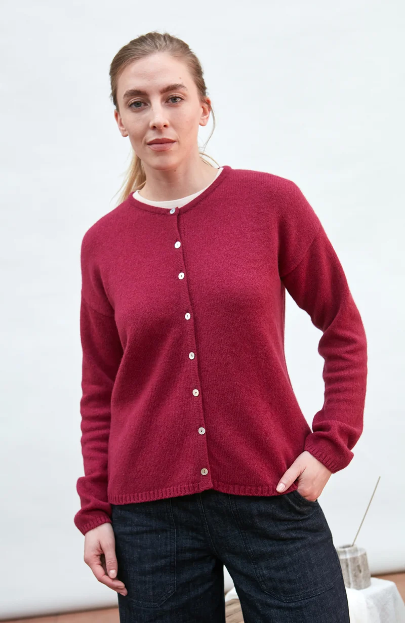 Womens Lambswool Crew Neck Cardigan