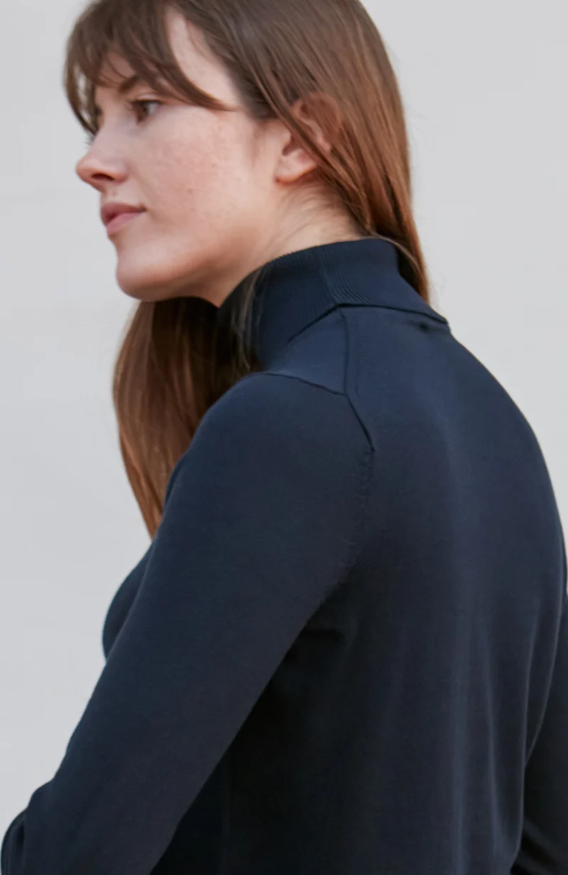 Womens Ultra Fine Cotton Roll Neck Long Sleeve Jumper