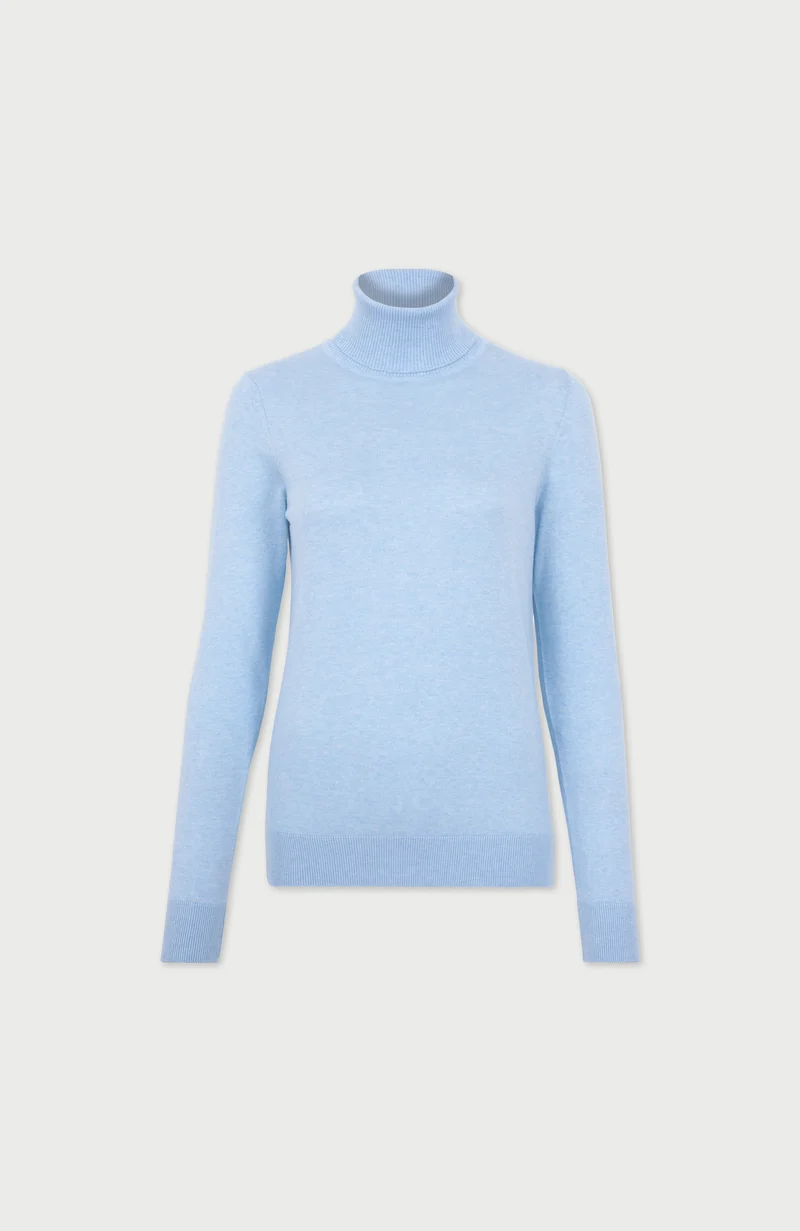 Womens Ultra Fine Cotton Roll Neck Long Sleeve Jumper