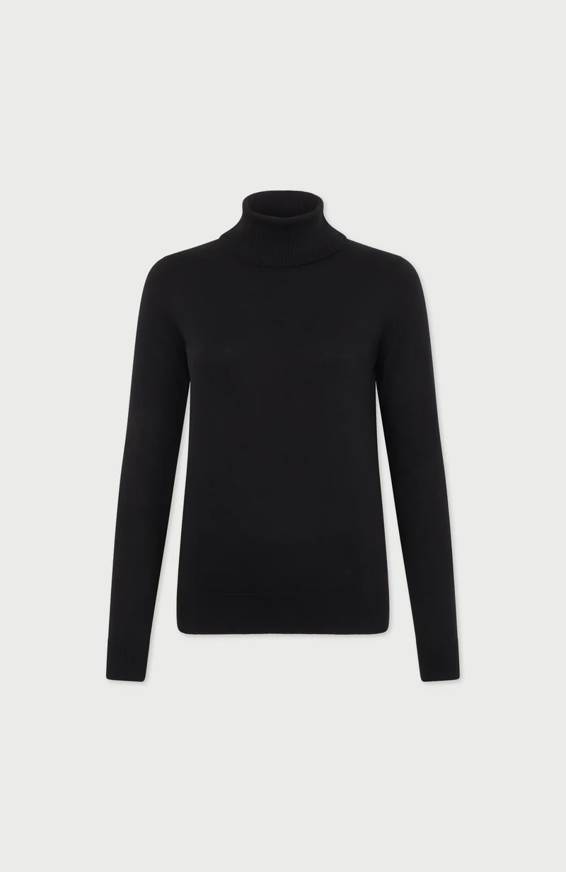 Womens Ultra Fine Cotton Roll Neck Long Sleeve Jumper