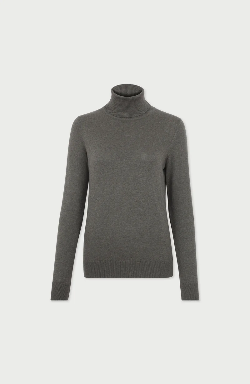 Womens Ultra Fine Cotton Roll Neck Long Sleeve Jumper