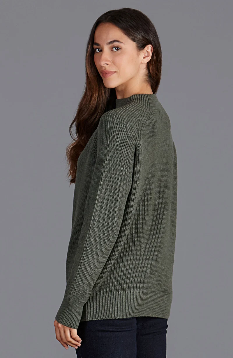 Womens Pure Cotton High Neck Raglan Jumper