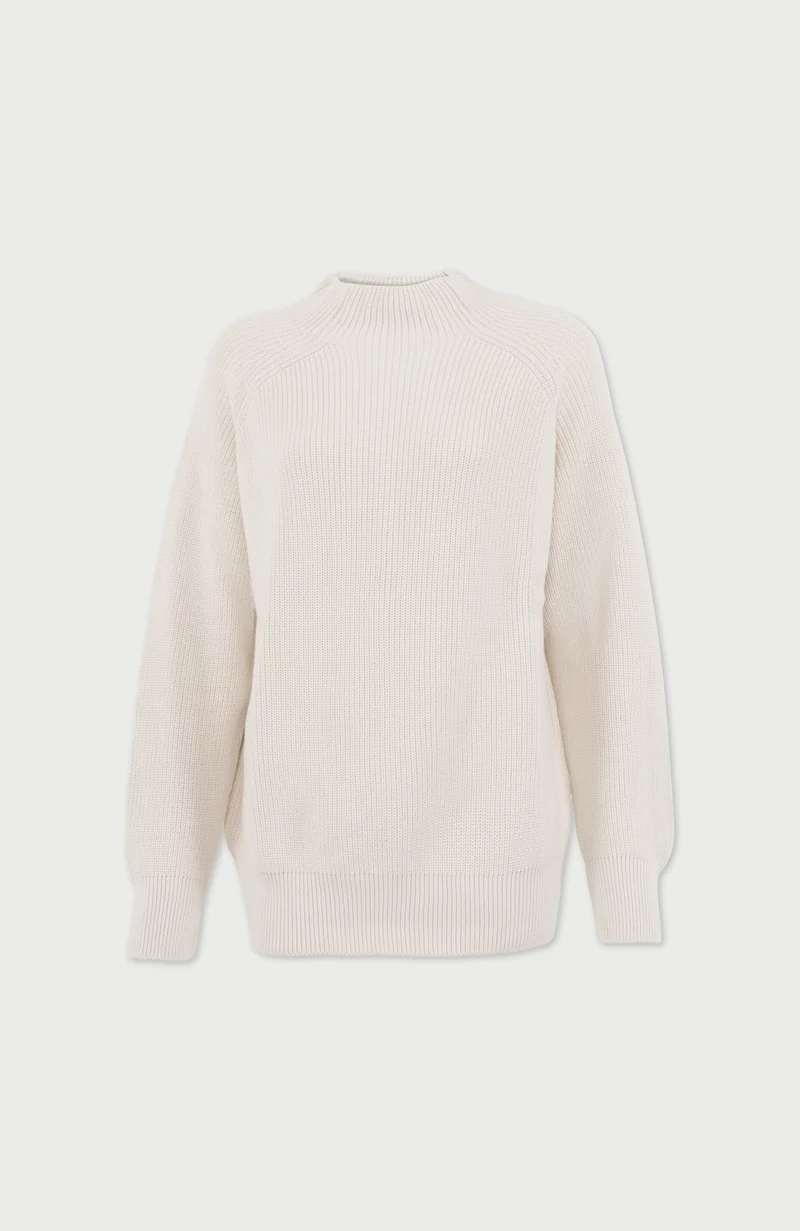 Womens Pure Cotton High Neck Raglan Jumper