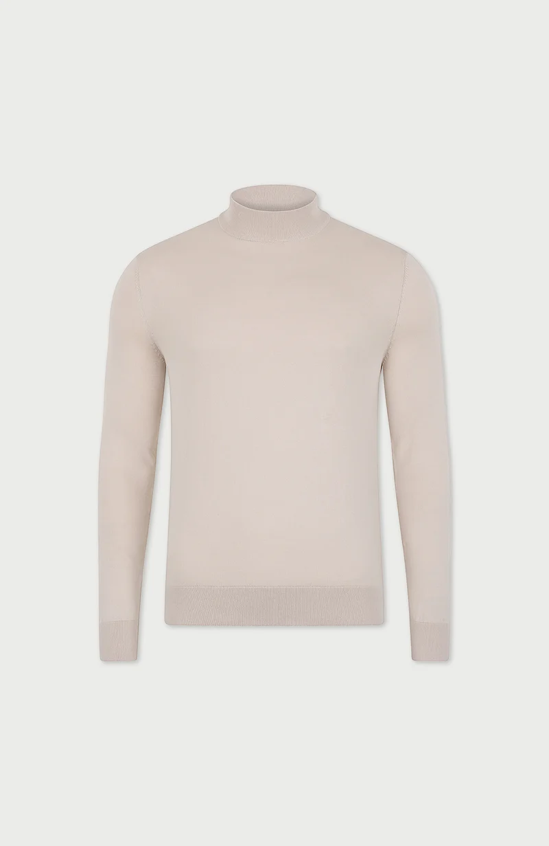 Mens Ultra Fine Cotton Mock Turtle Neck Jumper