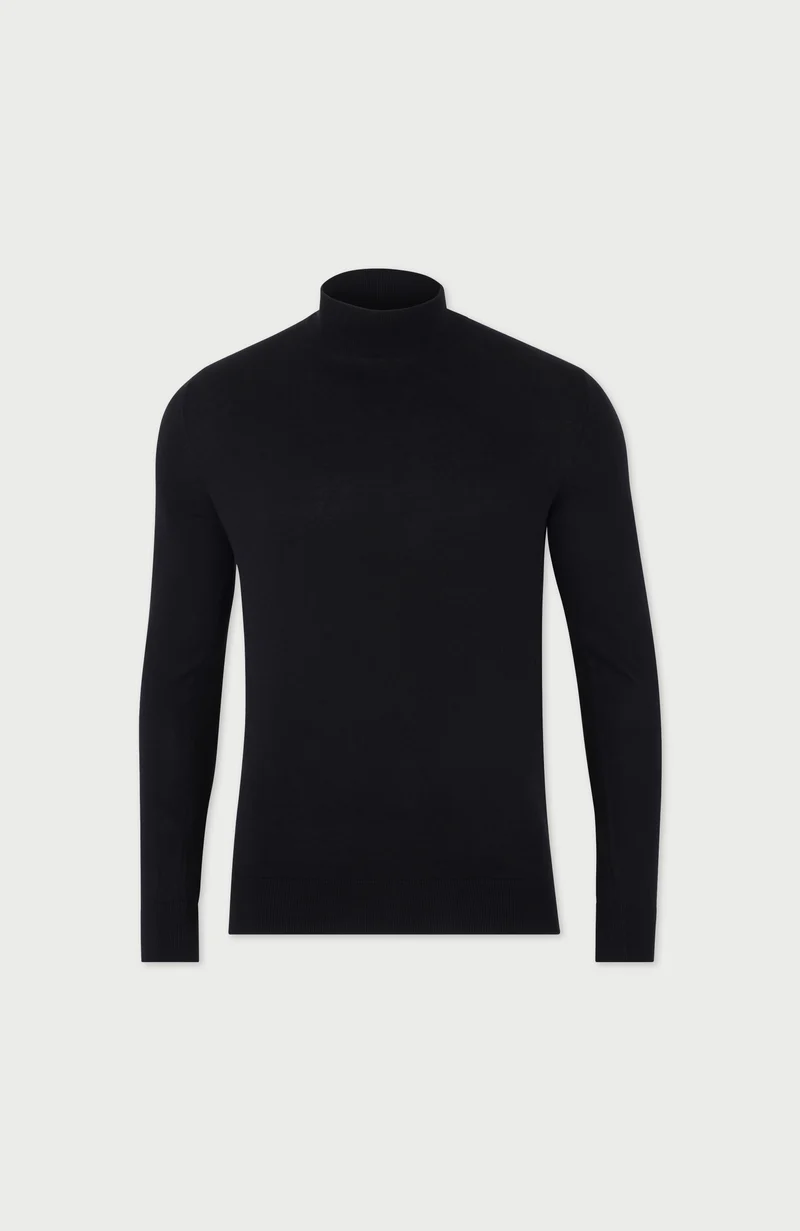 Mens Ultra Fine Cotton Mock Turtle Neck Jumper