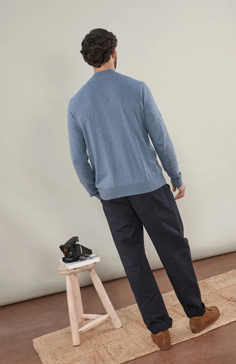 Mens Ultra Fine Cotton Mock Turtle Neck Jumper