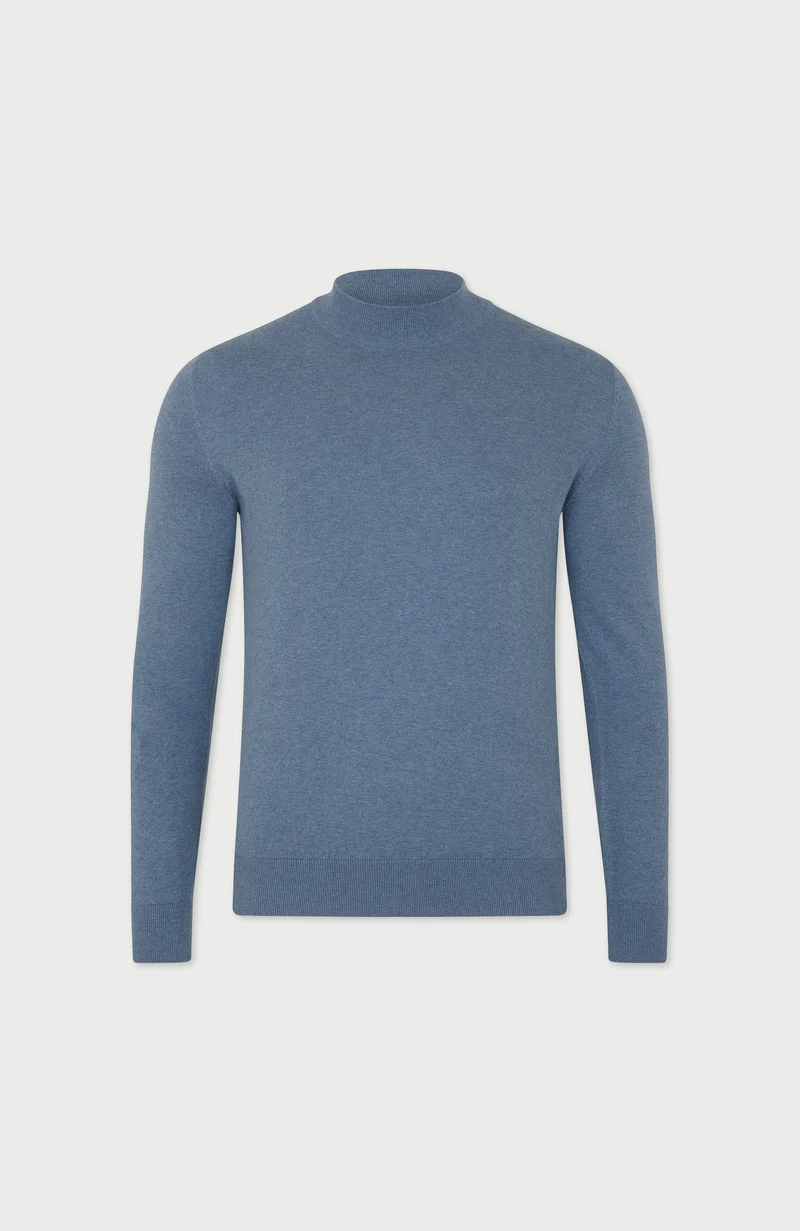 Mens Ultra Fine Cotton Mock Turtle Neck Jumper