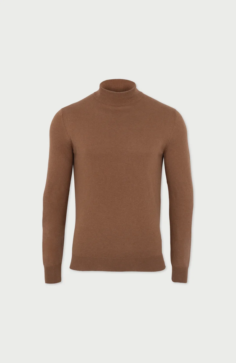 Mens Ultra Fine Cotton Mock Turtle Neck Jumper