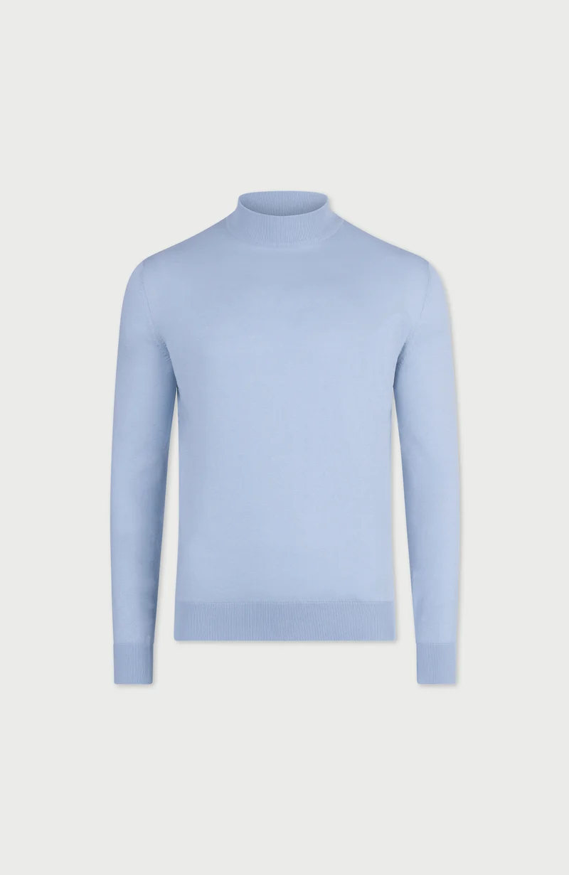 Mens Ultra Fine Cotton Mock Turtle Neck Jumper