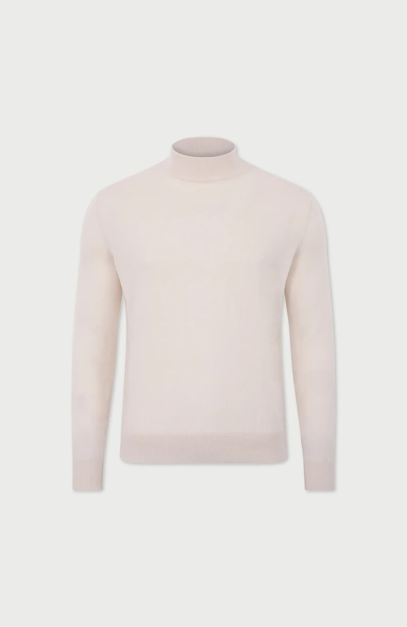 Mens Ultra Fine Cotton Mock Turtle Neck Jumper
