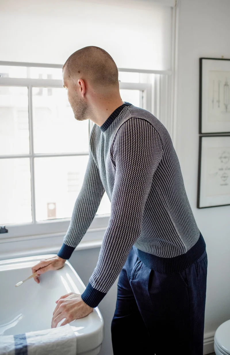 Mens Cotton Fisherman Tuck Stitch Jumper