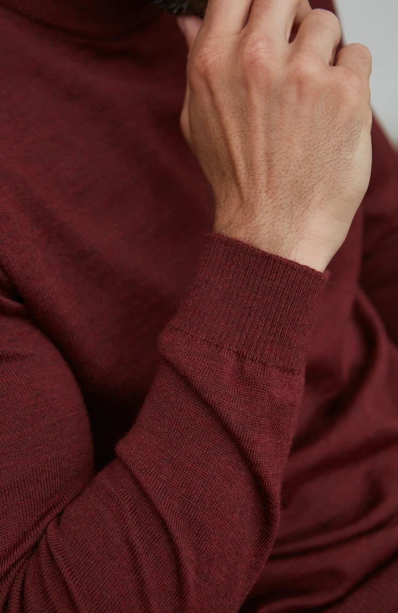 Mens Extra Fine Merino Wool Mock Turtleneck Jumper