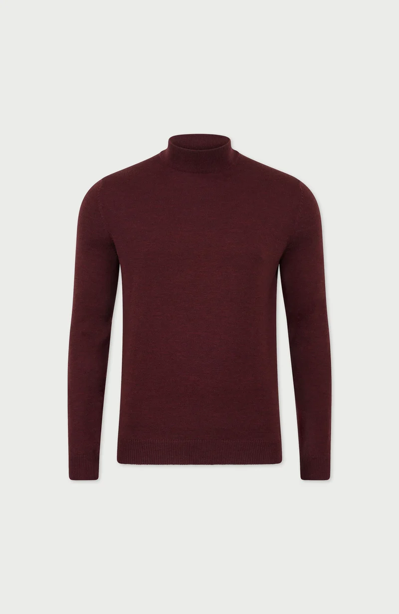 Mens Extra Fine Merino Wool Mock Turtleneck Jumper
