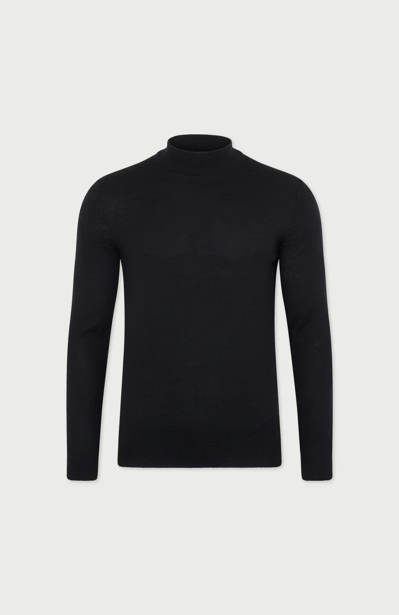 Mens Extra Fine Merino Wool Mock Turtleneck Jumper